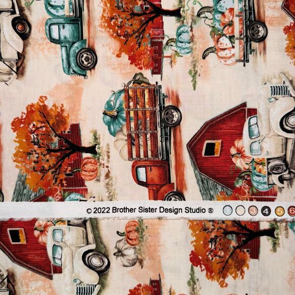 Brother Sister Design Studio - 1/2 Yard - Barn, Trucks, Pumpkins, Fall, Harvest - Picture 6 of 8